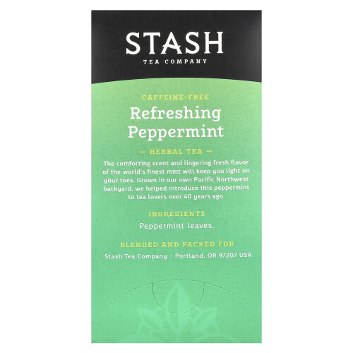 Stash Tea, Kräutertee, Pfefferminze, Koffeinfrei, 20 Teebeutel, 0,7 oz (20 g) 1