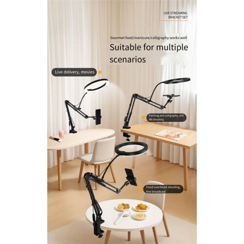 Video Conferencing Lamp Mobile Phone Live Broadcast Bracket Fill Light Adjustable Three Color Temperature,for Live Video 2