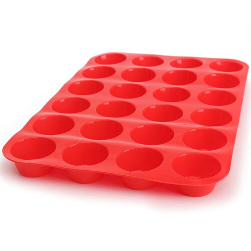 Forma de silicone para muffins com 24 cavidades, própria para alimentos e resistente ao calor. 1