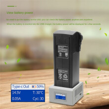 For 3/3 Pro Battery Charger Drone Flight Battery Fast Charger Type-C Charging Hub with Color Screen Display