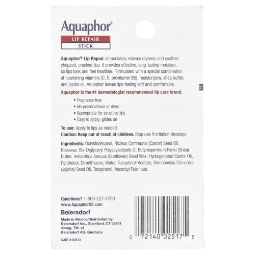 Aquaphor Aquaphor, Λίπος Αναπλήρωσης Στιβ, Immediate Relief, 2 Στιβ, 0.17 oz (4.8 g) 2
