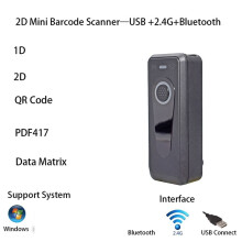 Bärbar Liten Handhållen Trådlös Streckkodsläsare och 1D/2D QR Streckkodsläsare för Android (Vit)