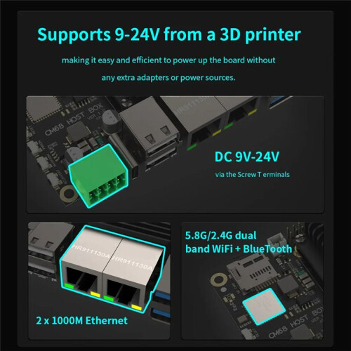 CM68 Host Box Based  CM68 Core CAN Bus -Compatible Output 2x1000M Ethernet 5xUSB Port for Klipper Voron VS RPI