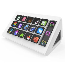 For StreamDeck Visual Keyboard LCD Button 15 Keys Live Content Creation Controller Custom Button for Windows/IOS (White)