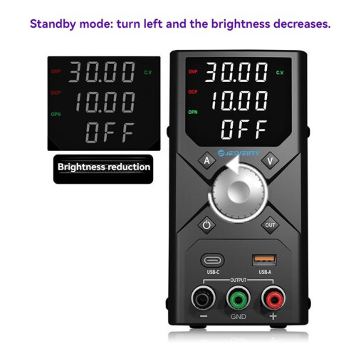JESVERTY Adjustable  Power Supply 30V 10A - Encoder Regulation, Lab Bench Voltage Regulator, Laboratory Power Supply EU Plug 2