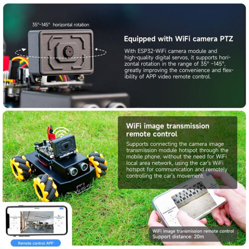 AI  Robot Kit for  R3 Mecanum Wheel with ESP32 Camera App Control FPV Video for STEM Programming Education Kid