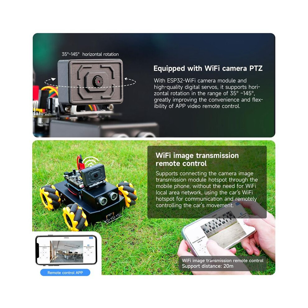 Ai Robot Kit For R3 Mecanum Wheel With Esp32 Camera App Control Fpv Video For Stem Programming Education Kid 4711947177446