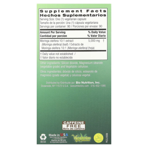 Bio Nutrition, Moringa 5,000, 5,000 mg, 90 Vegetarian Capsules 1