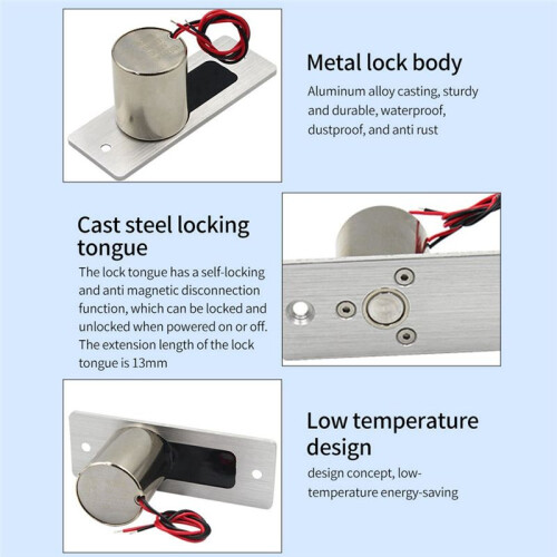 Waterproof Electronic Drop Bolt NC Door Lock  12V Induction Auto Deadbolt for Enhanced Daily Security 2
