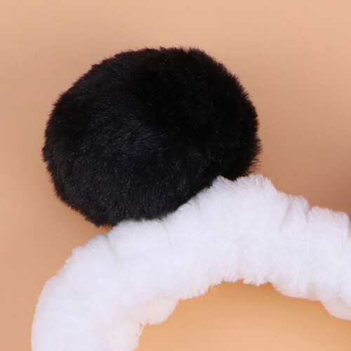 Elastico nero per capelli con orecchie da panda, leggero, ideale per sport e feste. 2