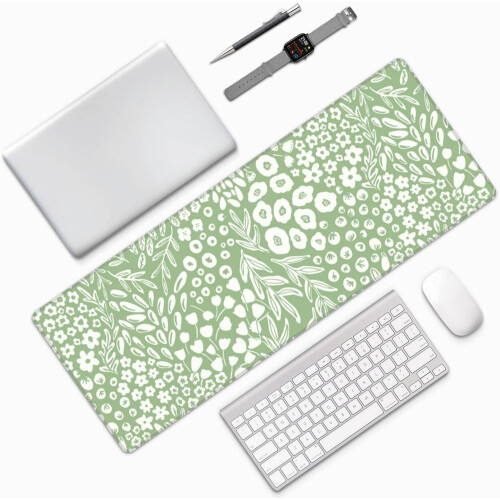 XXL Πράσινο Mouse Pad (31,5x15,7 ίντσες), Αισθητικό Επιτραπέζιο Χαλί, Συμβατό με Όλα τα 2