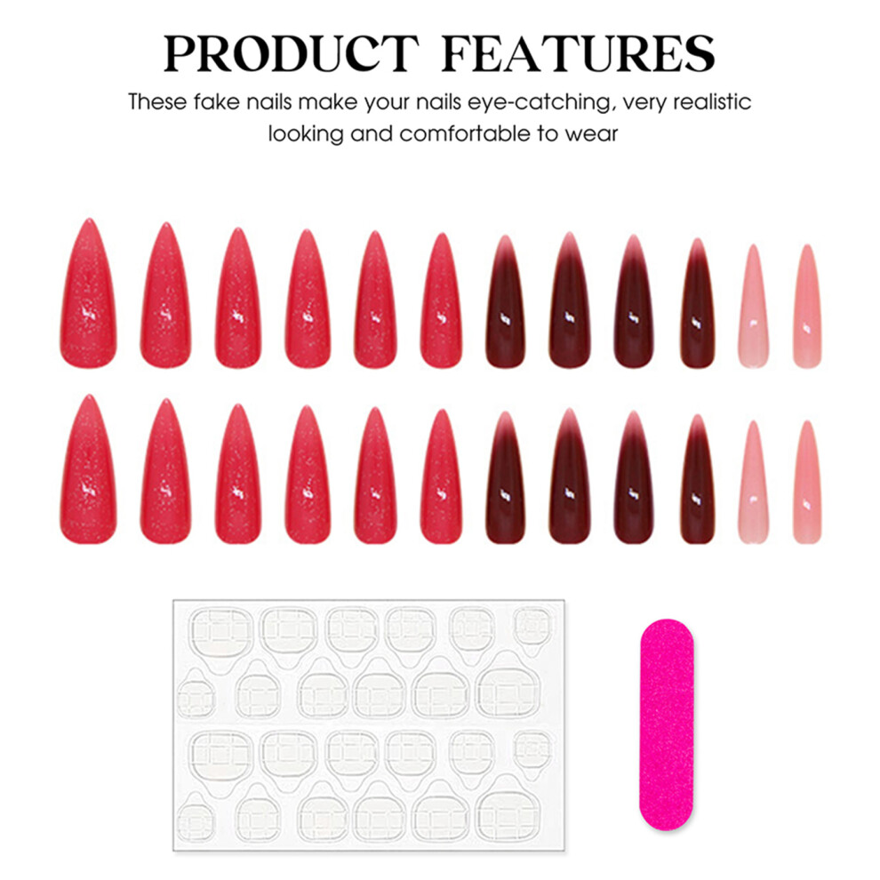 Dachuang Beauty Long Almond Press-On Nails, Gradient Glitter Diy