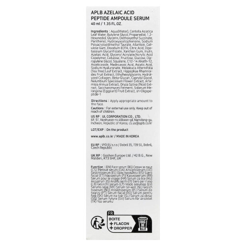 APLB, Azelaiksav Peptid Ampuló Szérűm, 1,35 fl oz (40 ml) 2