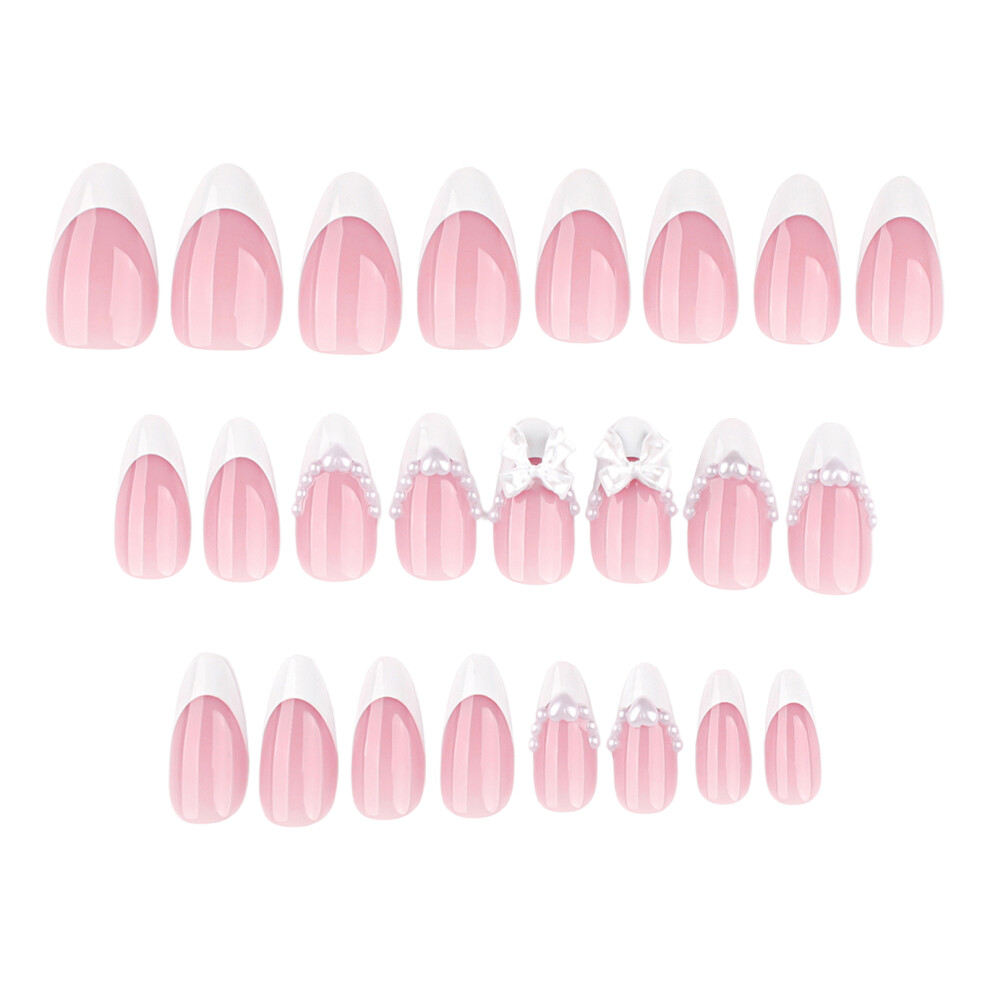 Dachuang Beauty 24Pcs Almond Press On Nails With Bowknot Decor