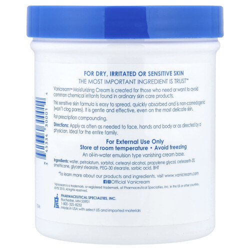 Vanicream, Κρέμα Μυοκάρδιασης, Για Ξηρό, Ερεθισμένο ή Αλλεργικό Δέρμα, 1 lb (453 g) 1