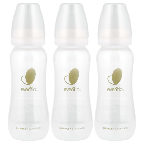 Evenflo Feeding, Balance+ Flaskor, Standard, 0+ Månader, Långsam Flöde, 3 Flaskor, 9 oz (270 ml) Varje 2