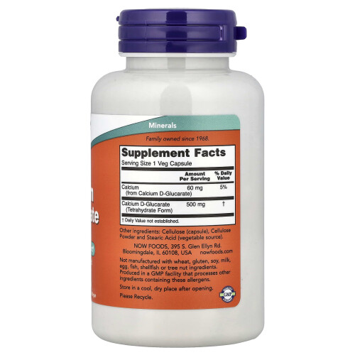 NOW Foods Calcium D-Glucarate, 500mg - 90 vcaps 1