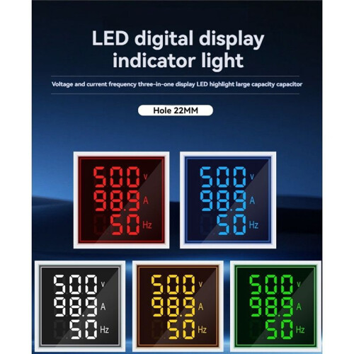 LED Digital Voltmeter Ammeter Hertz Meter AC6-500V Signal Lights Voltage Current Frequency Meter Indicator Tester 2