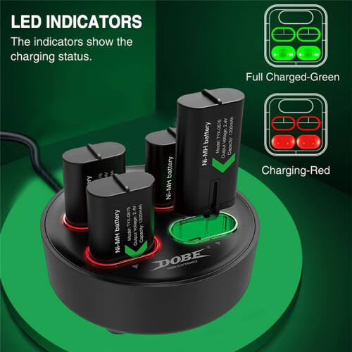 DOBE FOMIS ELECTRONICS 4pcs 1200mAh Rechargeable Battery Pack Wireless Controller Battery Replacement for X-ONE X-Series 1