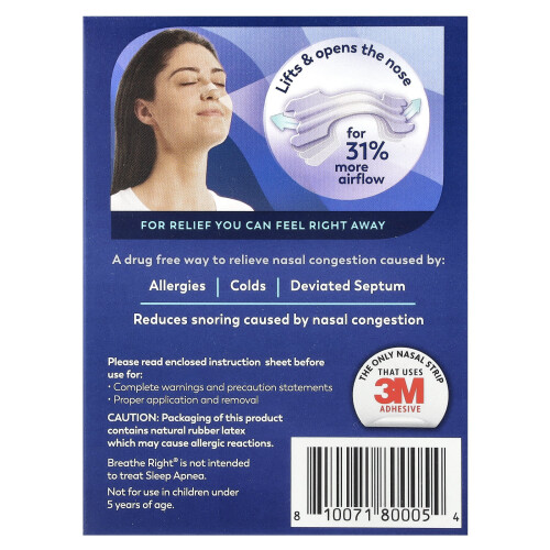 Στρώματα Νάσης από Breathe Right, Clear For Αισθησιακές Δερμάτινες, Μεγάλες, 30 Κλαριφιέ 1