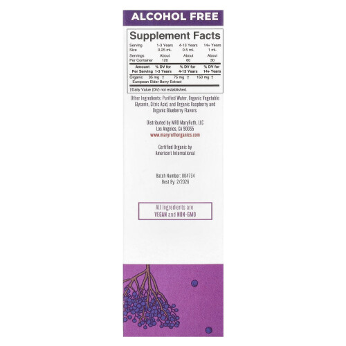 MaryRuth's, Organic Elderberry Liquid Drops, Herbals, Blueberry + Raspberry, 1 fl oz (30 ml) 1