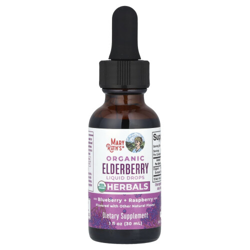 MaryRuth's, Organic Elderberry Liquid Drops, Herbals, Blueberry + Raspberry, 1 fl oz (30 ml) 2