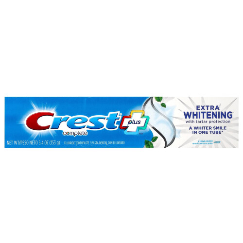 Crest Crest, Plus Complete, Fluoride Toothpaste, Extra Whitening with Tartar Protection, Clean Mint, 5.4 oz (153 g) 1