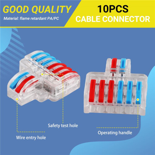 10 Pcs Terminal Connection Clamp Set, Wire Connector, Quick Compact Cable Connector NC-623 Transparent 2