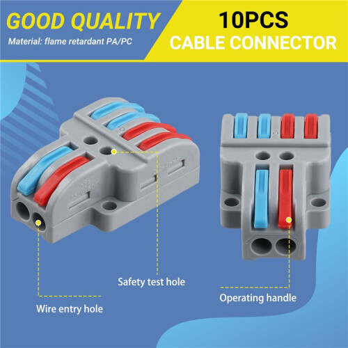 10 Pcs Terminal Connection Clamp Set, Wire Connector, Quick Compact Cable Connector NC-422 Grey 2