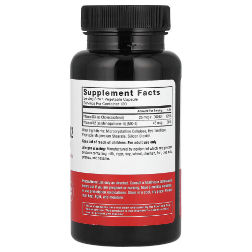 Force Factor, Vitamiini D3 & K2, 120 Kasvikapsuja 1