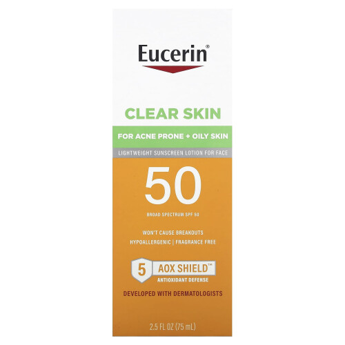 Eucerin Eucerin, Κλαιρ Σκιν, Ελαφρύ Σολάριουμ Κρέμα για Πρόσωπο, SPF 50, Αroma-Free, 2.5 fl oz (75 ml) 1