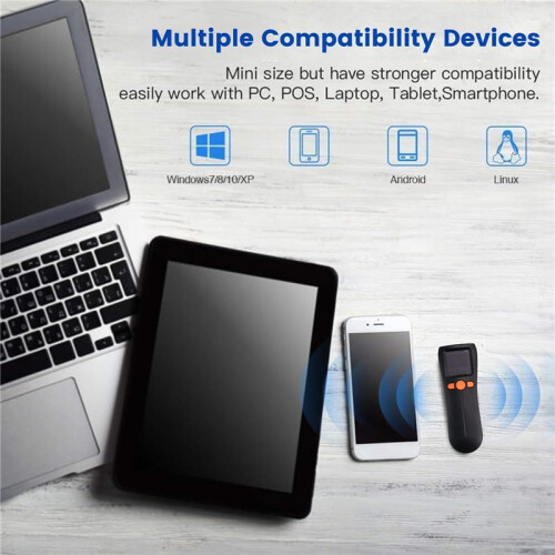 Portable   Scanner 1D/2D Code Wireless Barcode Scanner with Large Screen Display Storage 1