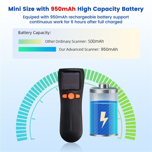 Portable   Scanner 1D/2D Code Wireless Barcode Scanner with Large Screen Display Storage 2