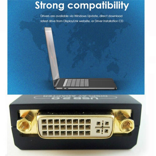 External Graphic Video Adapter USB 2.0 to DVI/VGA/-Compatible Multiple Monitors Display Extend/Mirror for Windows 1