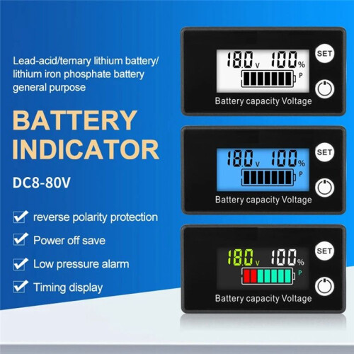 LCD Liquid Crystal 8-100V Voltmeter Battery Car Power Detection Digital Lithium Battery Capacity Display Module,B