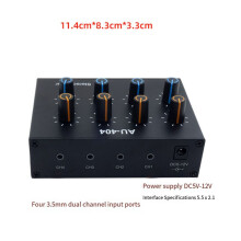 AU-404 Som EstéReo Quatro Multi Input Output Mixer Dual Channel Audio Music Mixing Quatro em Quatro SaíDas