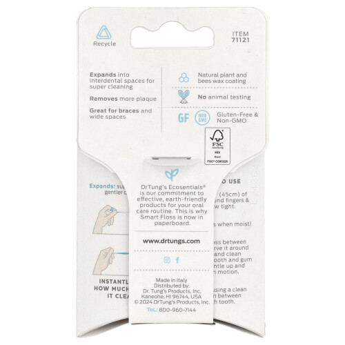 Dr. Tung's, Ecosentials, Smart Floss, Φυσικό Καρδάμωμο, 30 yd (27 m) 1