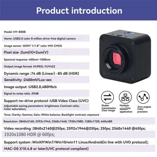 HAYEAR HD 4K Sensor IMX Microscope Camera Electronic Eyepiece for Biological Observation Industry Measure 2