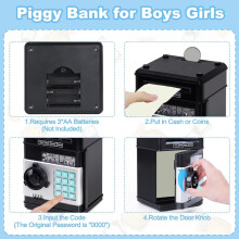 Tirelires éLectroniques pour Enfants, BoîTe D'éPargne D'Argent, Banque de PièCes ATM pour Enfants, Meilleurs Cadeaux D'Anniversaire et de NoëL,