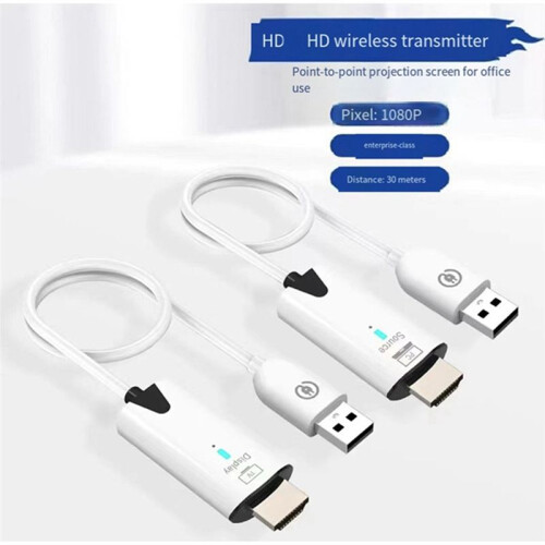 Wireless -Compatible Extender Cable Audio Video Transmitter and Receiver Display Adapter for Camera Projector 30M 1