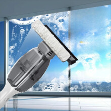 Electric Window Cleaner Long Handle Scalable Adjustment Floor Window Anti Condensation Water Anti Fog Cleaning Tool
