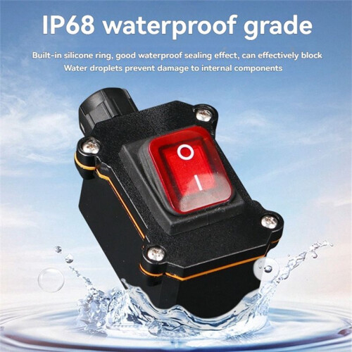 220V Boat Rocker  IP68 Waterproof 16A High Current Power with LED Light Power Button /OFF 2