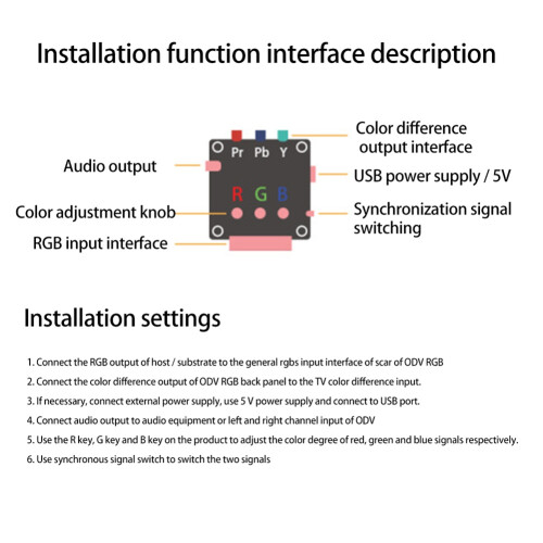 Conversor de Transcodificador de Componente RGBS SCART para YPBPR Console de Jogos Retrô, RGBS para Componente de Diferença de Cor 2