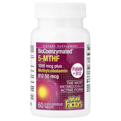 Natural Factors, BioCoenzymated, Methylfolate, 1.000 mcg, 60 Quick Melt Tablets 2