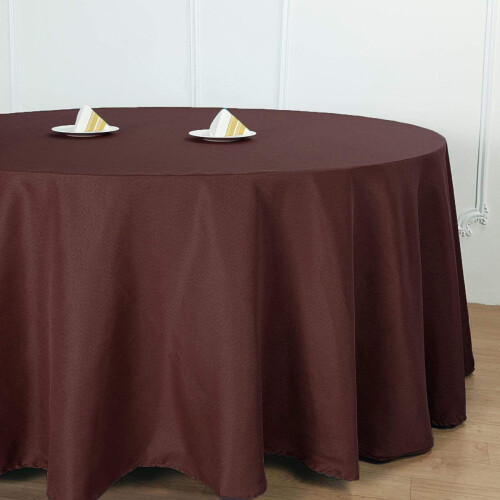 Round Polyester Tablecloth 132 in Chocolate Brown 2