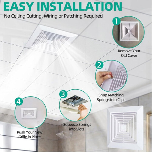 Bathroom Exhaust Fan Cover with Springs 2 Pack 2