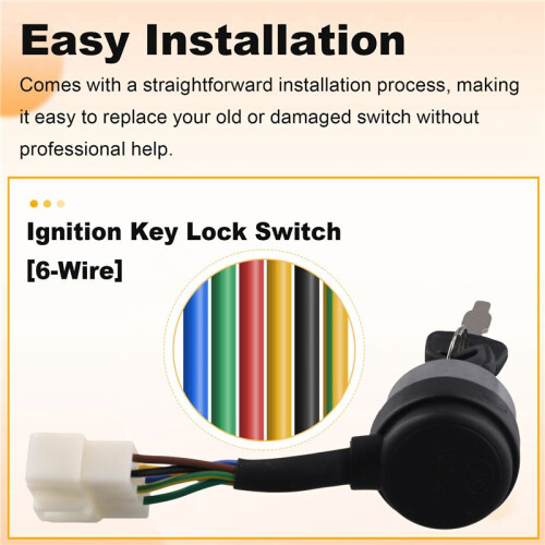 6-Wire Ignition Key Lock  for 2-5KW Gasoline Generators, Combination Start , Fits Gas Generator 1