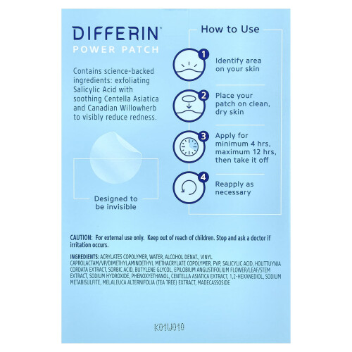 Differin, Power Patch, Ultra-Thin Acne-Prone Skin Patches, 36 Clear Patches 1