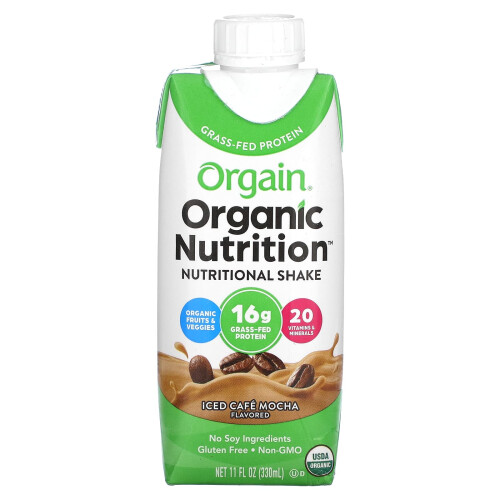 Orgain, Οργανική Τροφή, Νιτροσιόν Shake, Ice Cafe Mocha, 4 Πακέτα, 11 fl oz (330 ml) Κάθε 2
