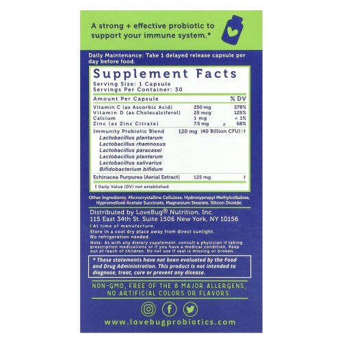 LoveBug Probiotics, Immune Support Probiotic, Daily Probiotic, 40 Billion CFU, 30 Count 1
